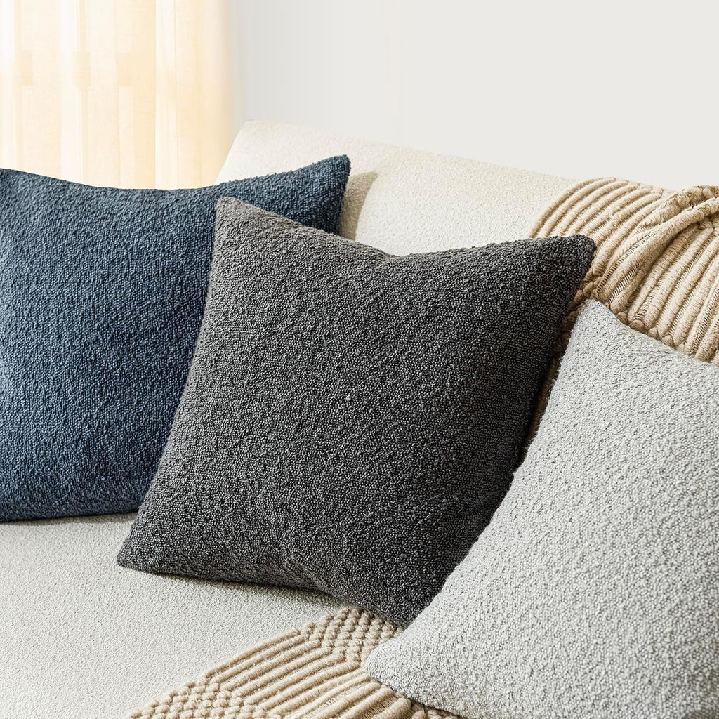 Foindtower Textured Boucle Throw Pillow Covers Accent Solid Pillow Cases Cozy Soft Decorative Couch Cushion Case for Chair Sofa Bedroom…