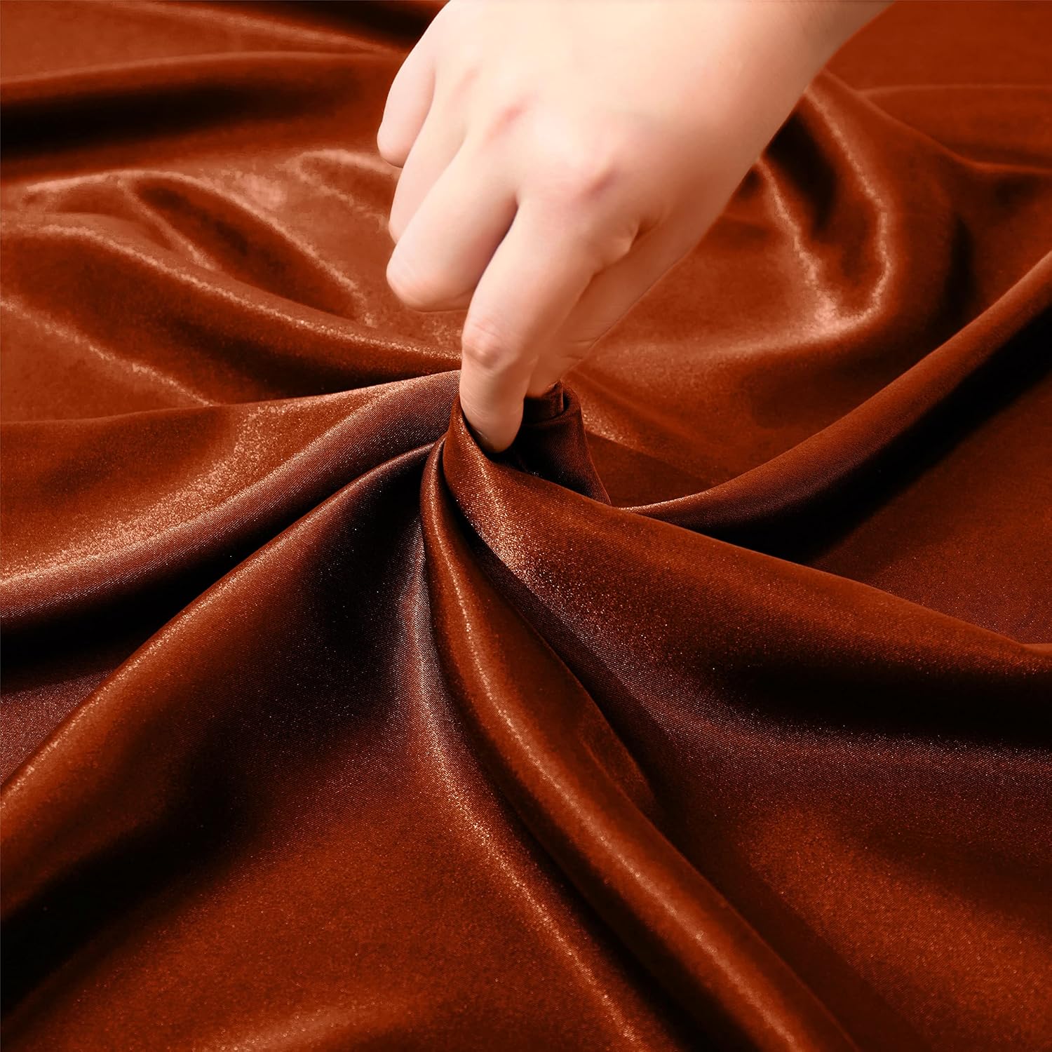 VACVELT 4pcs Rust Orange Satin Sheets King Size Bed Set, 15 Inch Deep Pocket Silky Satin Sheet Set, Soft Satin Bedding Set Cooling &…
