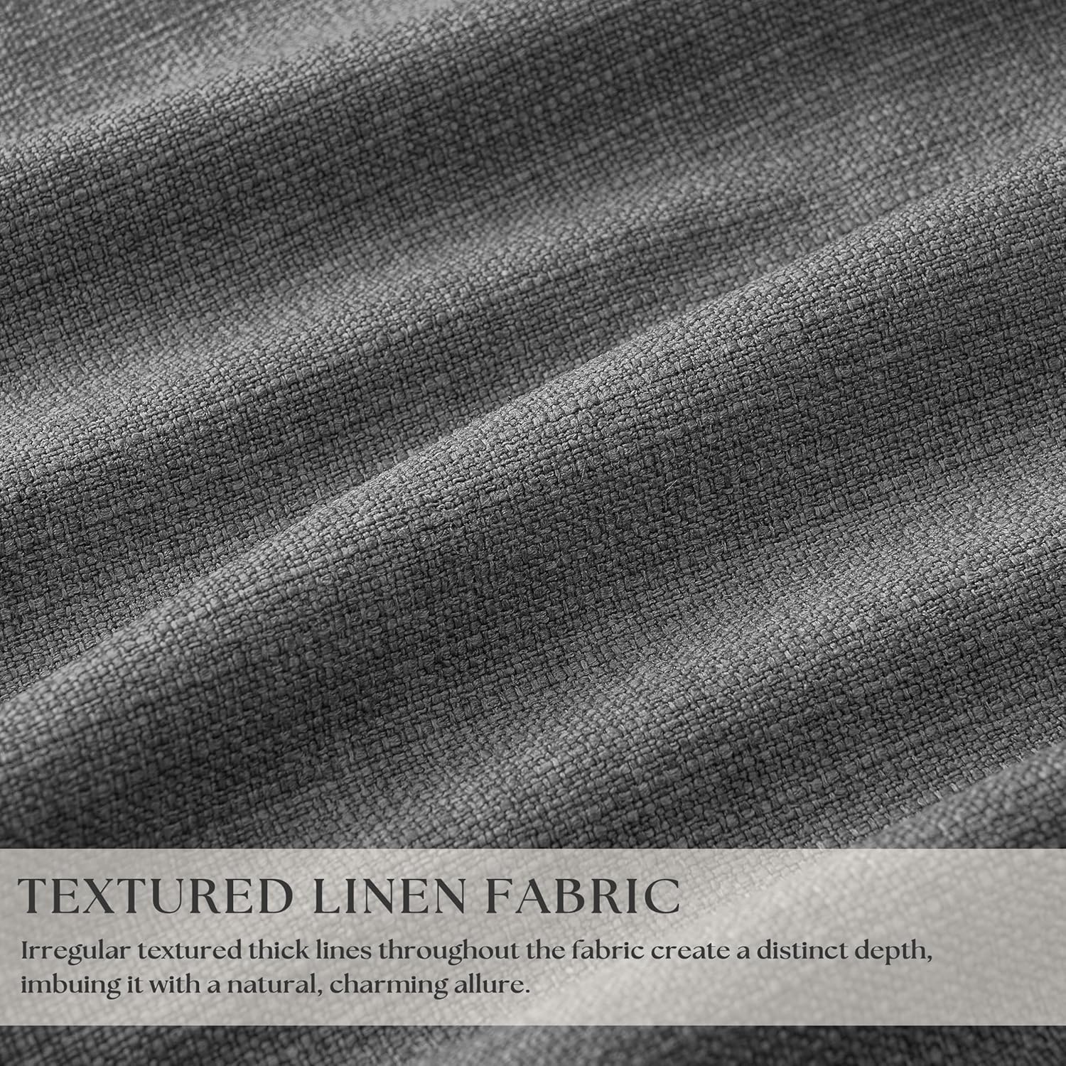 Twodrapes Dark Gray Linen Blackout Pleated 86 Inch Curtains for Living Room Darkening Pinch Pleat 100% Black Out Drapes Thermal Insulated S…
