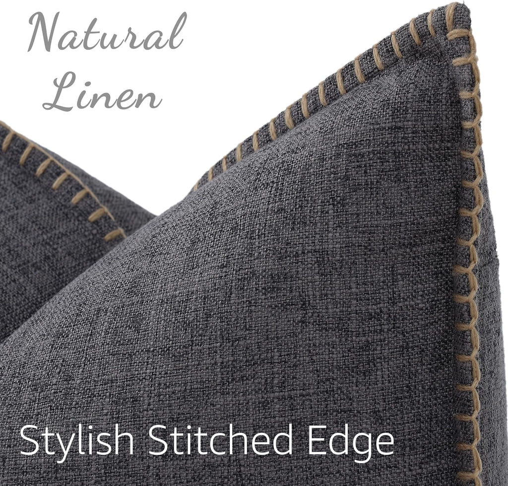 decorUhome Summer Decorative Throw Pillow Covers 16x16 Set of 2 Square Faux Linen Farmhouse Pillow Covers with Stitched Edge Outdoor…
