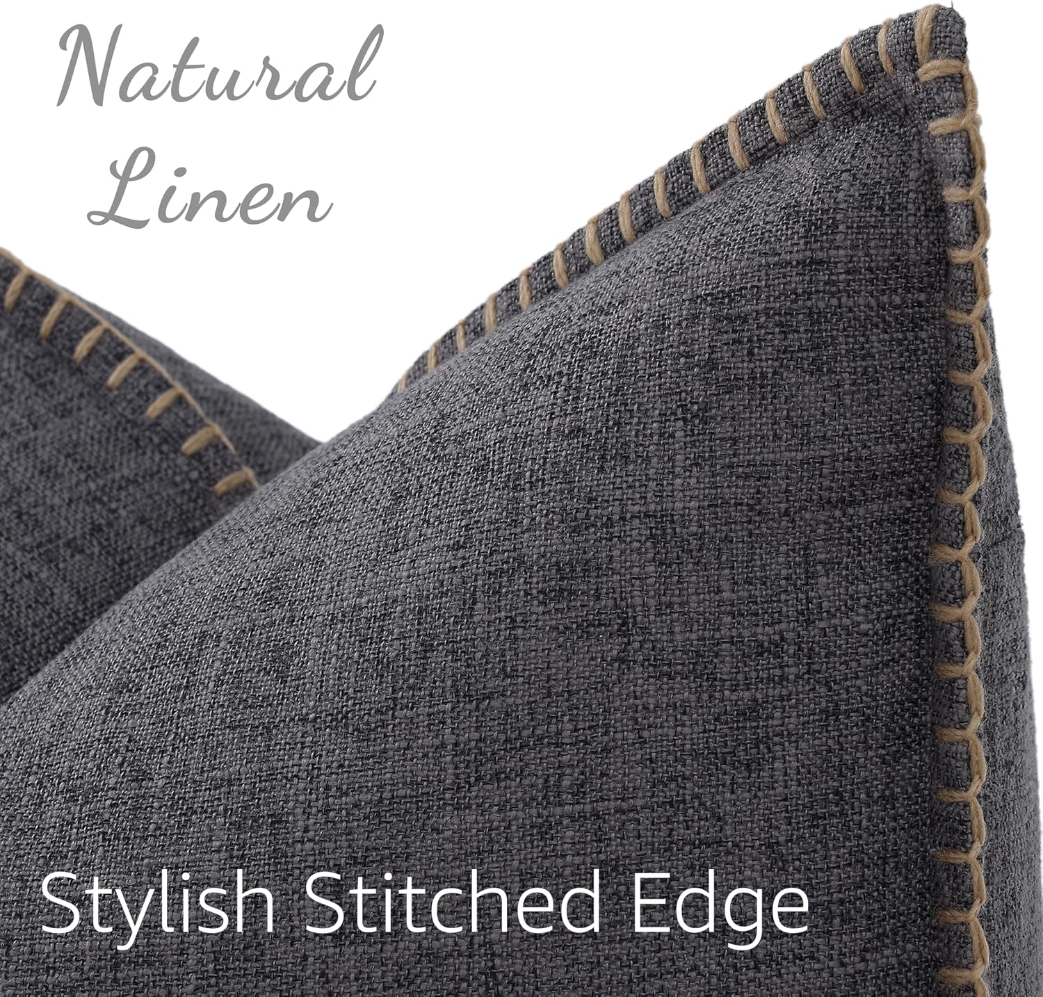 decorUhome Summer Decorative Throw Pillow Covers 16x16 Set of 2 Square Faux Linen Farmhouse Pillow Covers with Stitched Edge Outdoor…