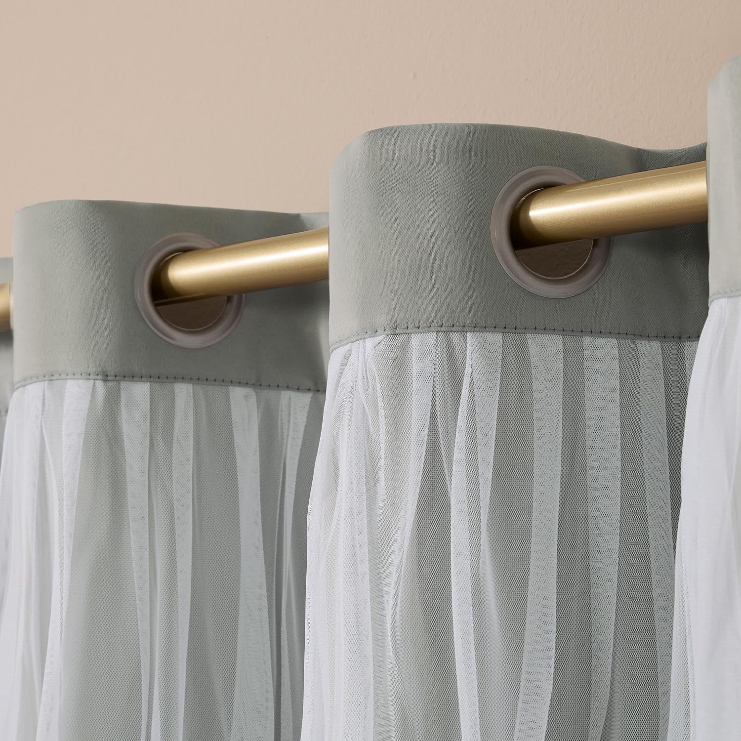 TOWN & COUNTRY LUXE Talia Double Layer Indoor Curtains, Sheer and Room Darkening Blackout, Grommet Top, Energy Efficient, 2-Pack Set, 52x…