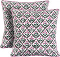Ridhi Block Print Pink and White Pillow Cover 20" x 20" (Pack of 2) Decorative Couch Pillows for Living Room, Chic Boho Cute Outdoor Pillow…