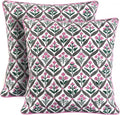 Ridhi Block Print Pink and White Pillow Cover 18" x 18" (Pack of 2) Decorative Couch Pillows for Living Room, Chic Boho Cute Outdoor Pillow…