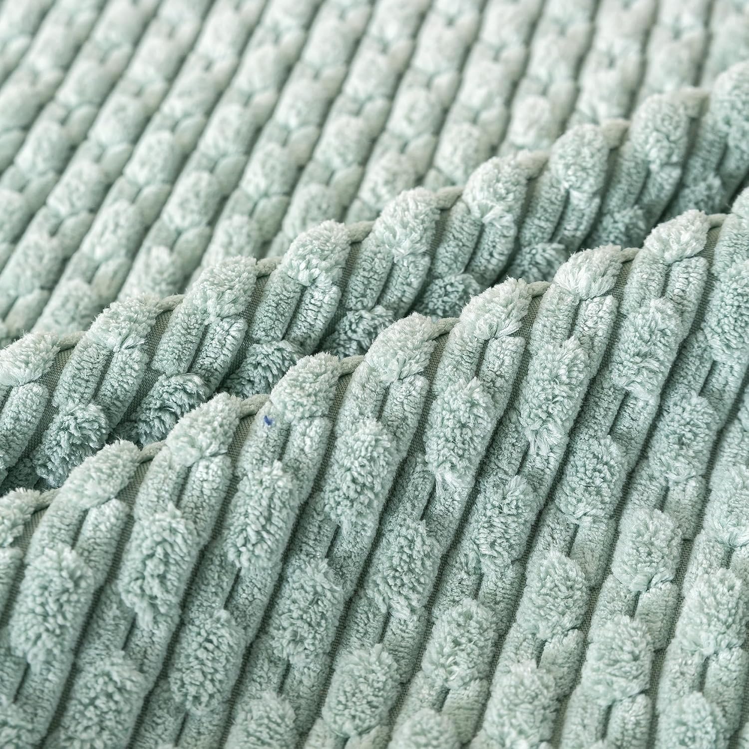 Cozoomy Set of 4 Aqua Decorative Throw Pillow Covers 26x26 Inch Corduroy Pillow Covers for Bed Couch Sofa Living Room Soft Square Cushion C…