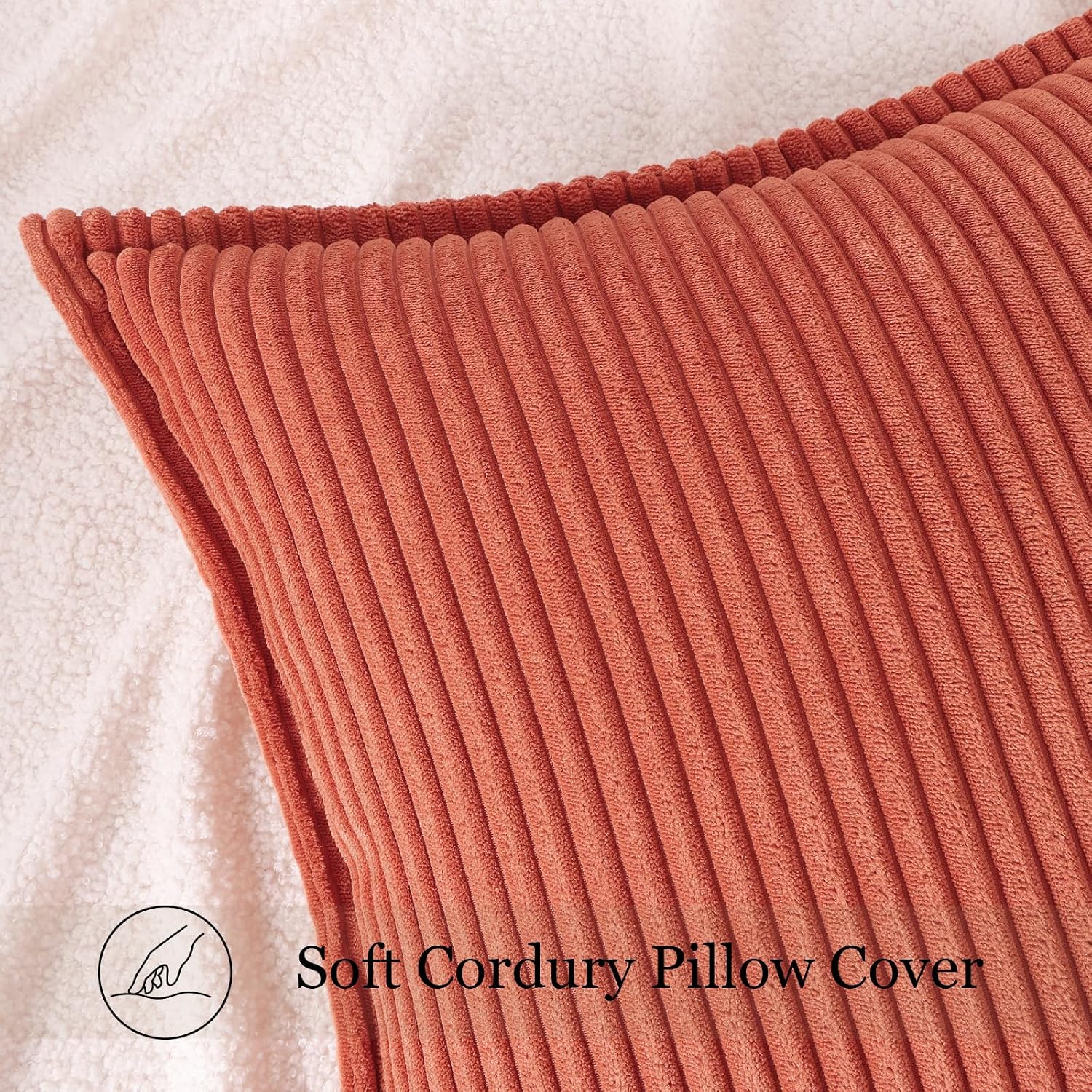 Mecatny Corduroy Summer Throw Pillow Covers 20x20 Set of 2, Neutral Decorative Soft Burnt Orange Boho Couch Pillow Covers with Broadside…