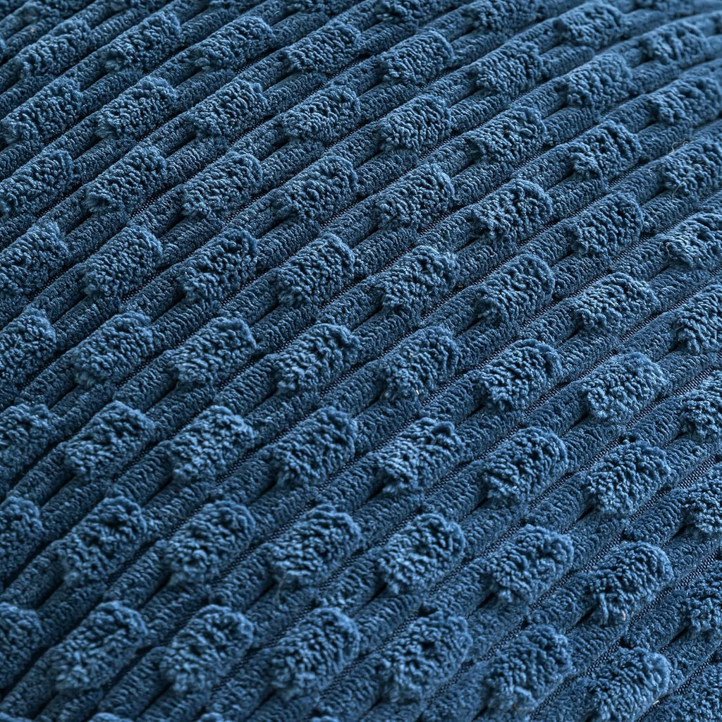 Cozoomy Set of 4 Blue Decorative Throw Pillow Covers 22x22 Inch Corduroy Pillow Covers for Bed Couch Sofa Living Room Soft Square Cushion C…