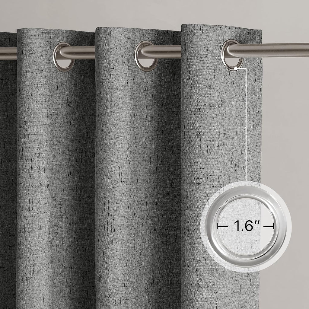 Nicetown 100% Blackout Linen Sliding Door Curtains with White Liner Composite, Grommet Extra Wide Window Treatments Room Divider Drapes for…