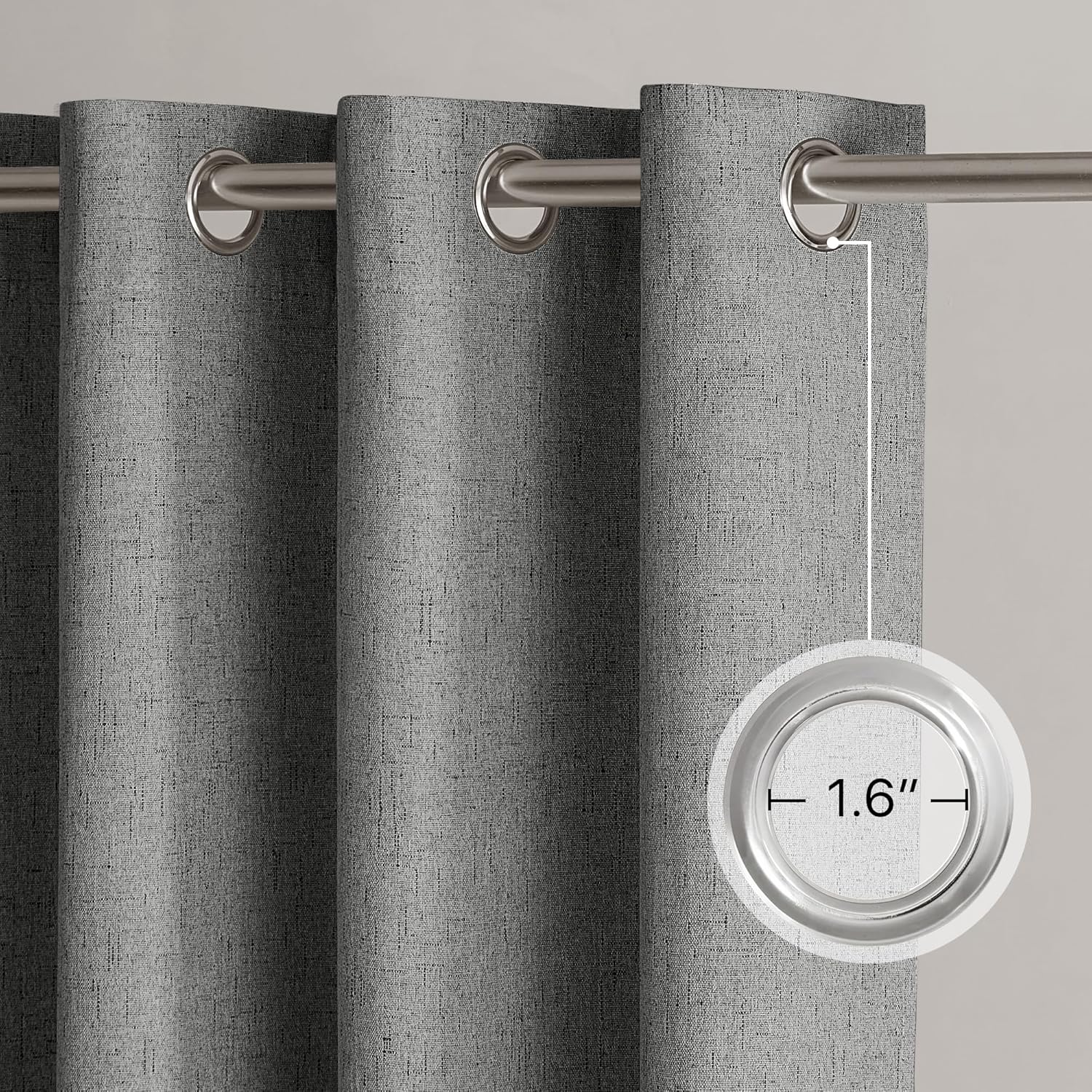 Nicetown 100% Blackout Grey Curtains Linen Blend with White Liner Composite, Grommet Thermal Drapes Sound Reducing Relax Home Decor Window…