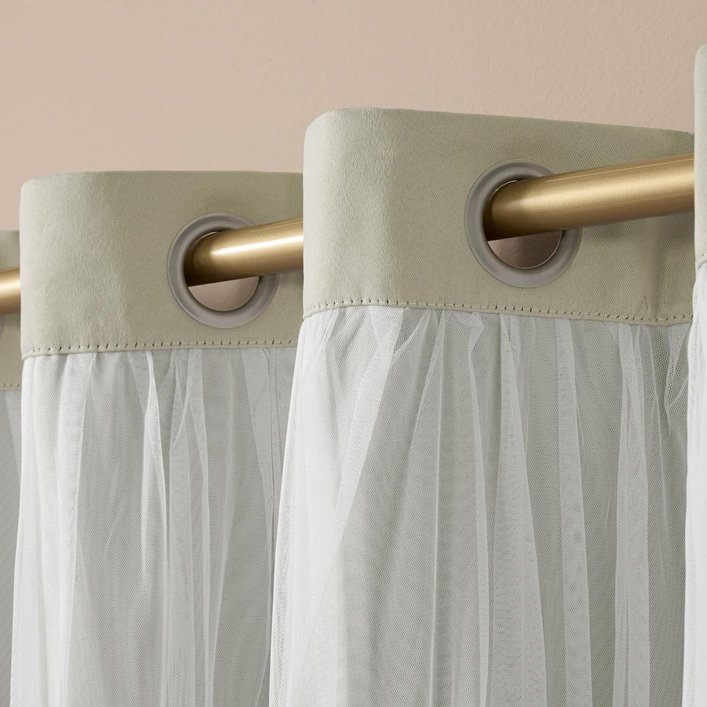 TOWN & COUNTRY LUXE Talia Double Layer Indoor Curtains, Sheer and Room Darkening Blackout, Grommet Top, Energy Efficient, 2-Pack Set…