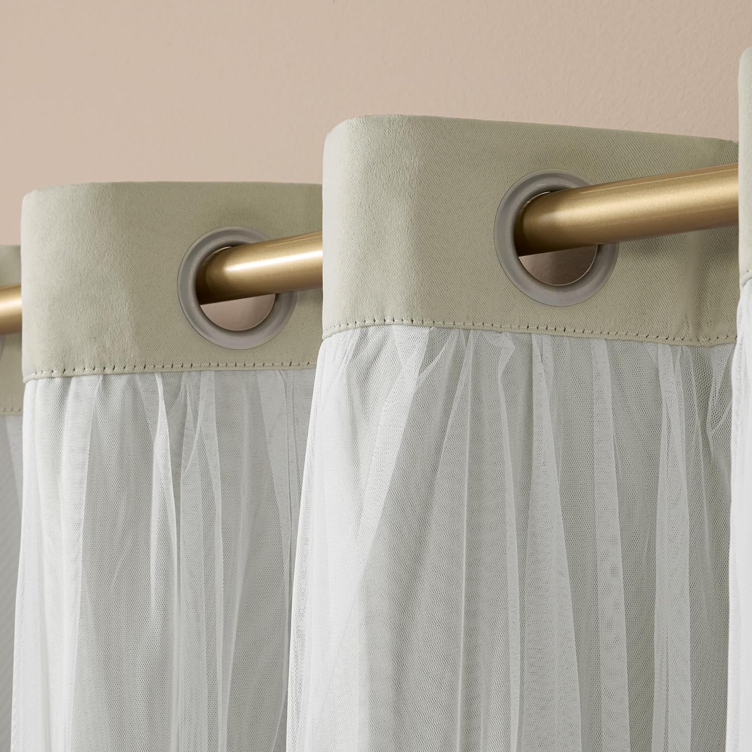 TOWN & COUNTRY LUXE Talia Double Layer Indoor Curtains, Sheer and Room Darkening Blackout, Grommet Top, Energy Efficient, 2-Pack Set…