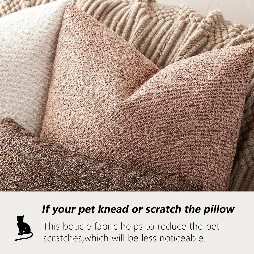 Foindtower Decorative Textured Boucle Throw Pillow Covers Accent Solid Pillow Cases Neutral Soft Cozy Couch Cushion Case for Chair Sofa…