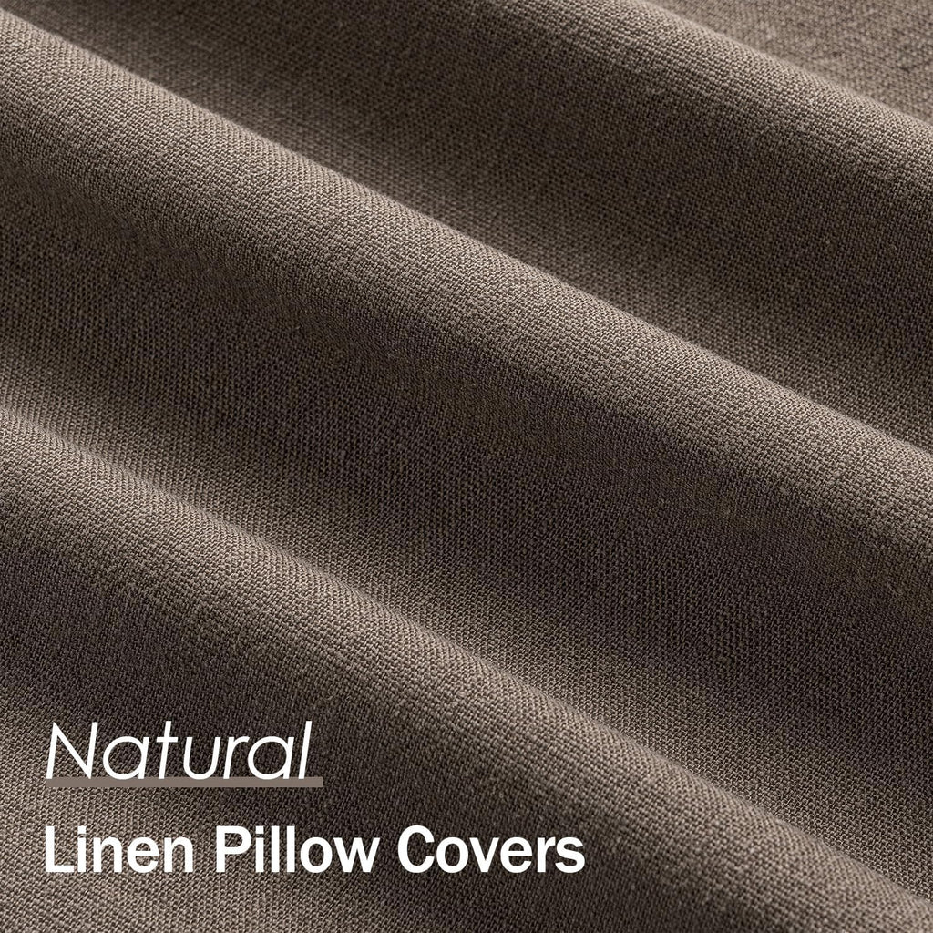 Anroduo Pack of 2 Decorative Linen Pillow Covers Taupe Neutral Farmhouse Boho Soild Cushion Case Soft Accent Pillowcase for Couch Sofa Bedr…
