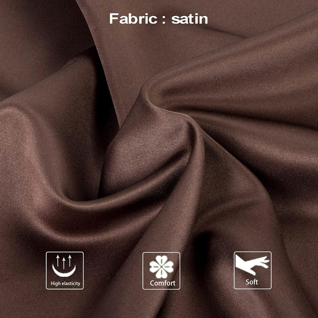 Ntbay Zippered Satin Pillow Cases for Hair and Skin, Luxury King Hidden Zipper Pillowcases Set of 2, 20x36 Inches, Dark Brown 36 Inches