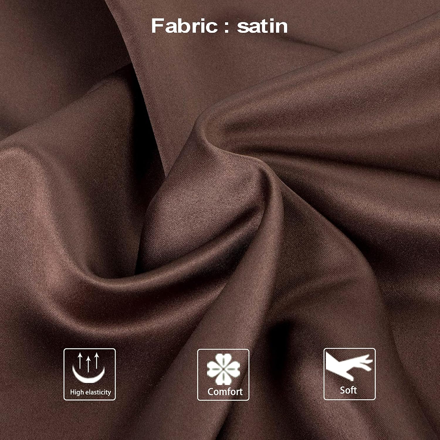 Ntbay Zippered Satin Pillow Cases for Hair and Skin, Luxury King Hidden Zipper Pillowcases Set of 2, 20x36 Inches, Dark Brown 36 Inches