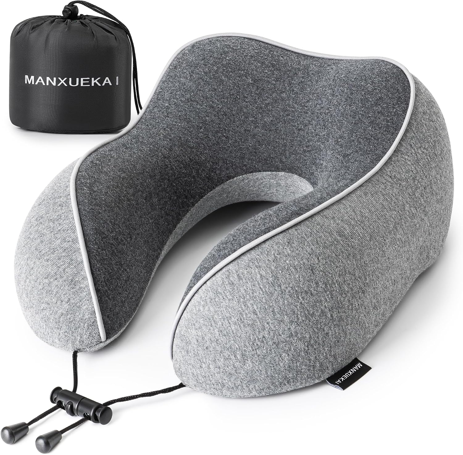 MANXUEKAI Travel Neck Pillow 100% Pure Memory Foam Travel Pillow for Sleeping on Airplane, Car, Train, Bus, Office and Home Use, Washable…