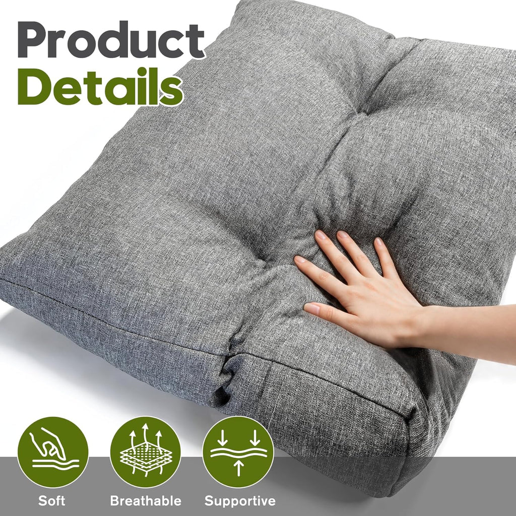 Back Cushion for Couch Wedge Lumbar Support Backrest Pillow with Shredded Foam Filled and Side Pocket Sofa Back Cushions for Sitting &…