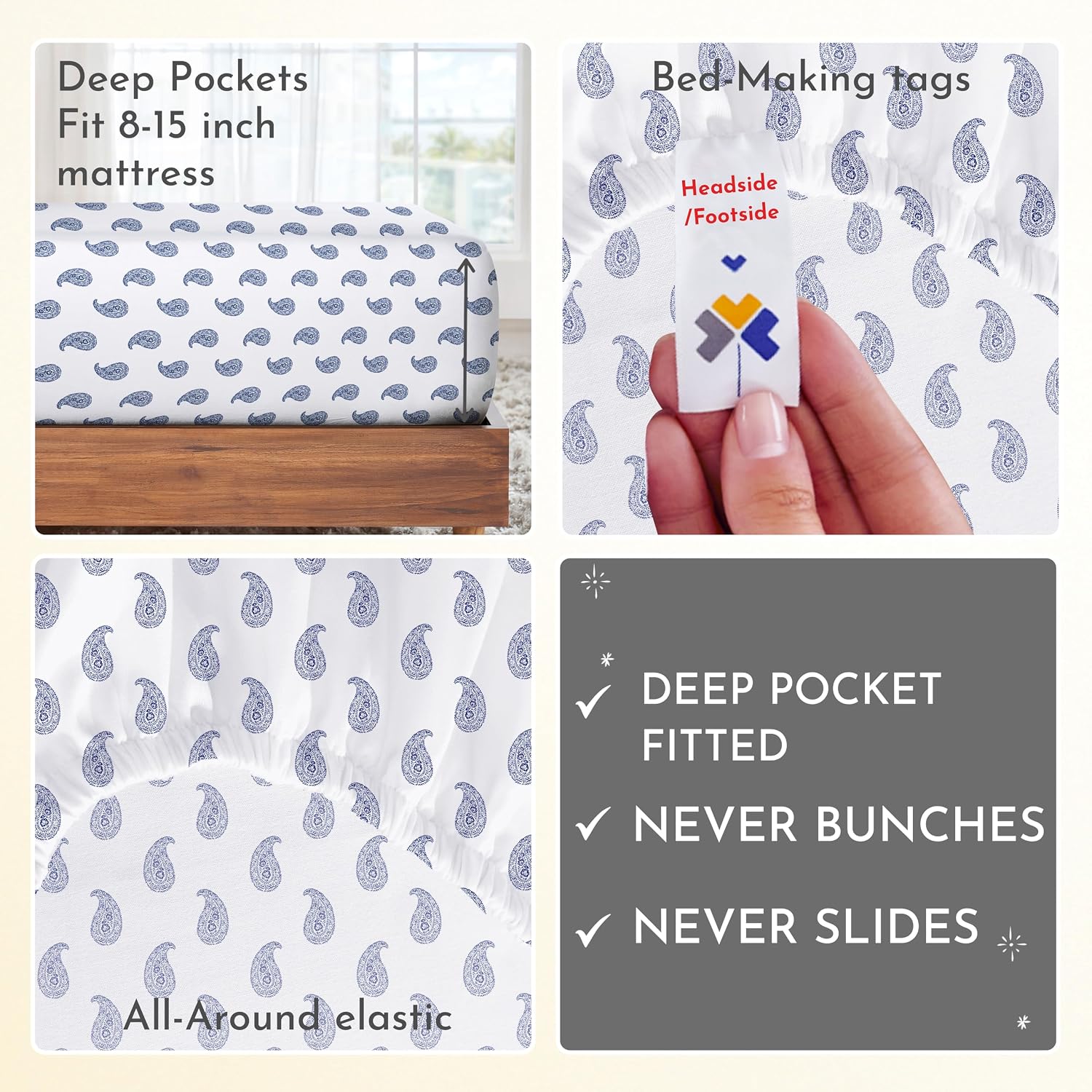 CaliforniaDesignDen California Design Den Deep Pocket Twin Sheets Set - 400 Thread Count Sateen, Natural 100% Cotton Sheets, and Durable Be…