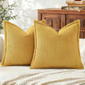 Mecatny Corduroy Summer Throw Pillow Covers 22x22 Set of 2, Neutral Decorative Soft Boho Couch Pillow Covers with Broadside for Sofa…