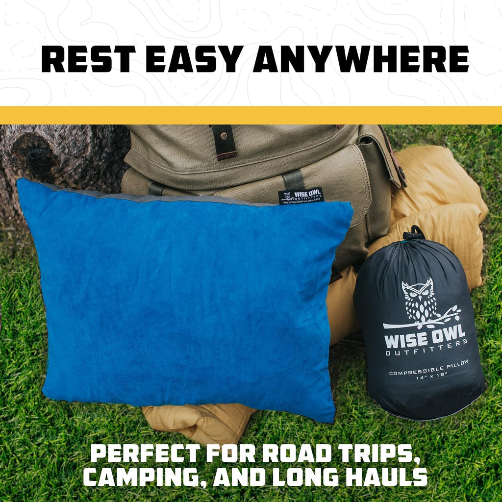 Wise Owl Outfitters Camping Pillow - Camping Essentials and Travel Pillow for Airplanes, Camping, and Travel - Memory Foam Washable…