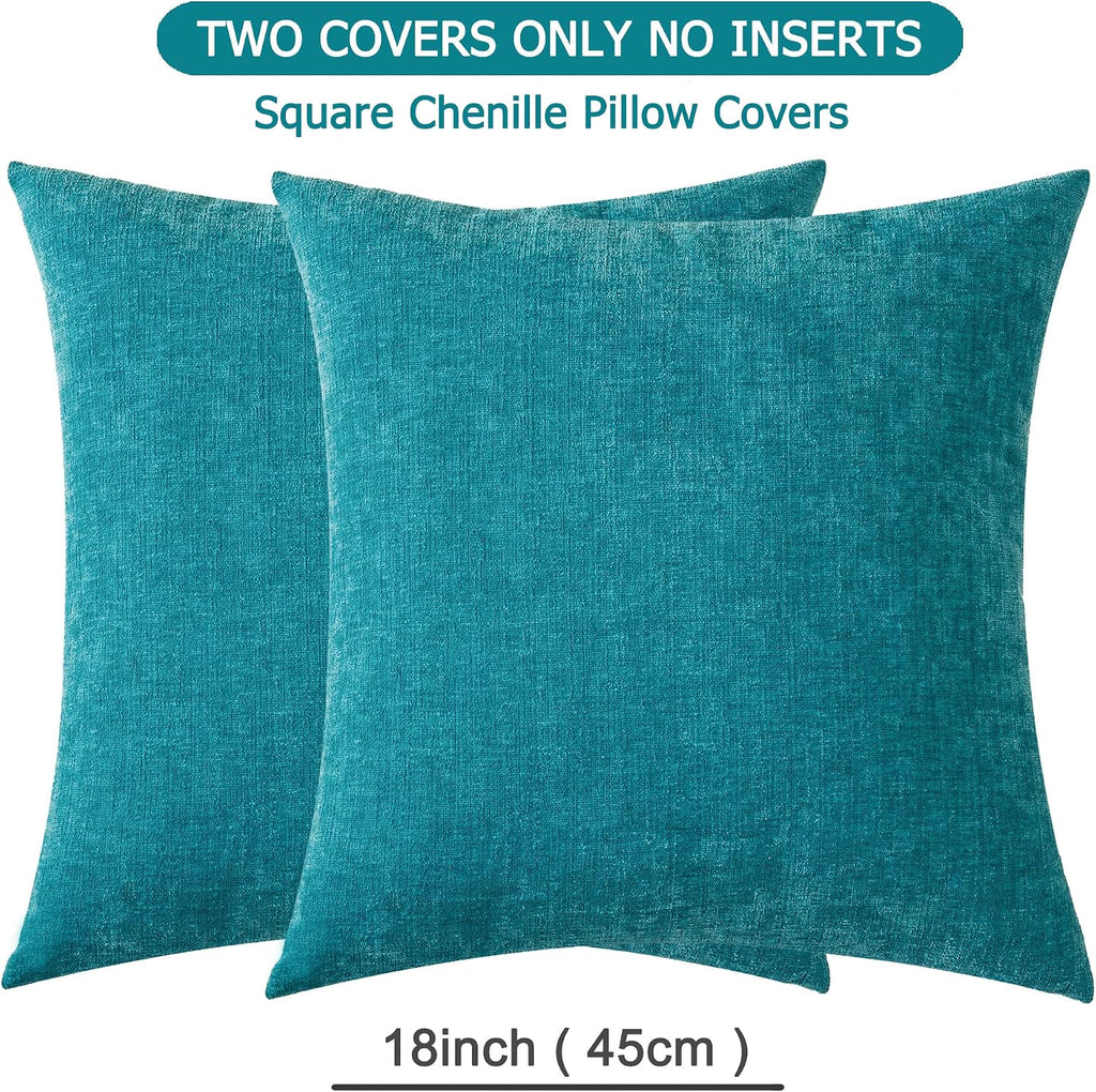 Gawamay Decorative Square Throw Pillow Covers 18"x18" Inch Set of 2, Super Soft Chenille Pillows Cover Fall Pillowcase for Living Room Bedr…