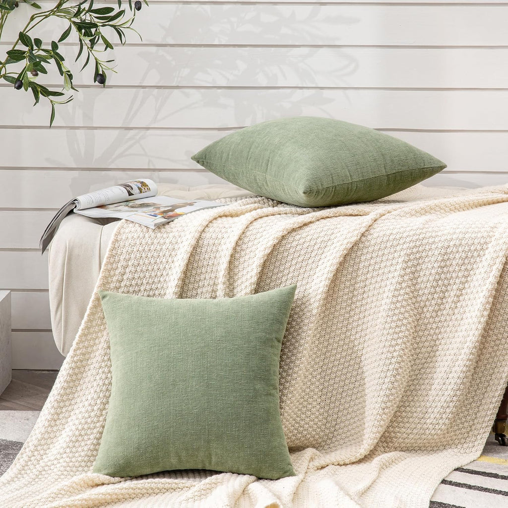 Gawamay Decorative Square Throw Pillow Covers 22"x22" Inch Set of 2, Super Soft Chenille Pillows Farmhouse Fall Pillowcase for Living Room…
