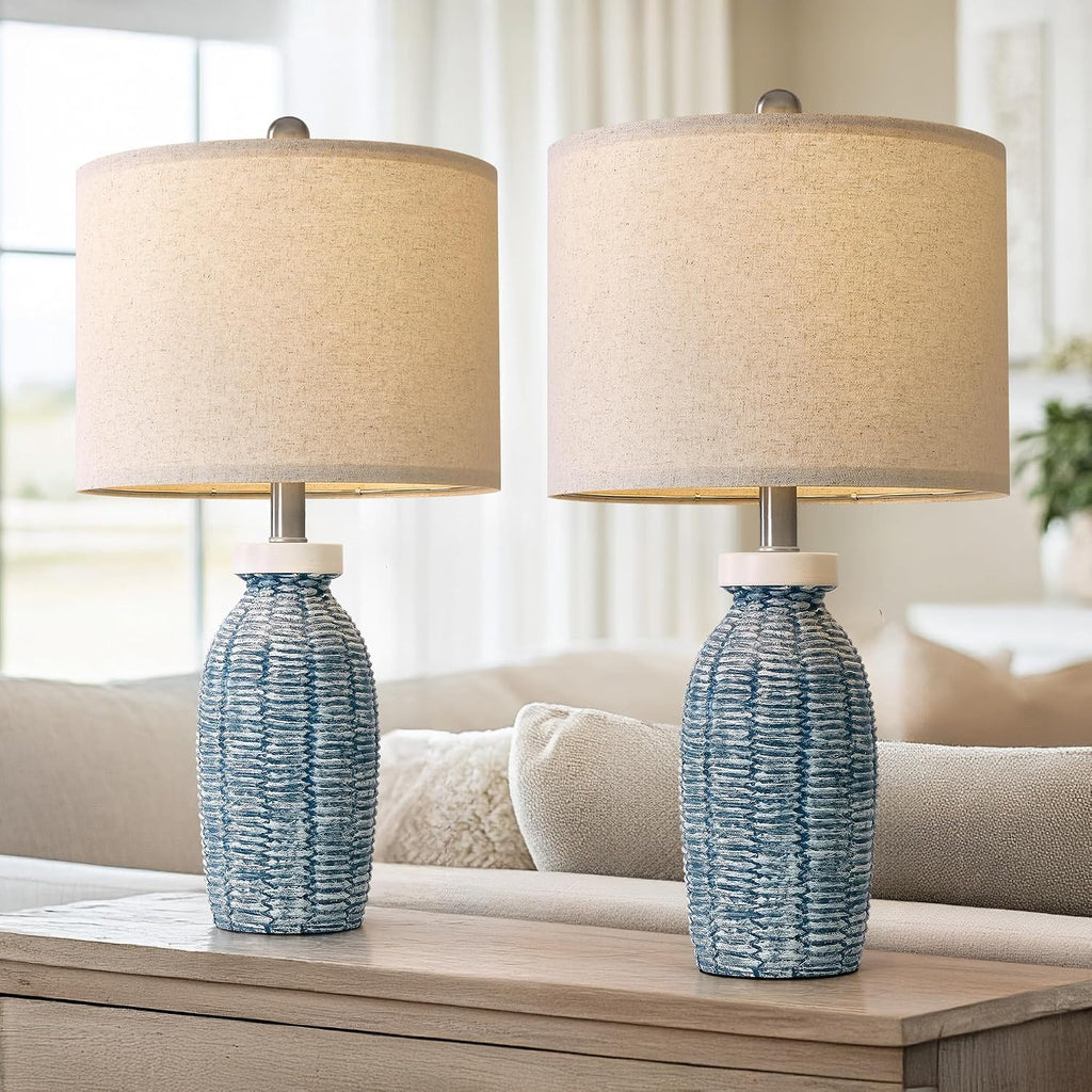 G-SAFAVA 22.75" Table Lamps for Bedroom Living Room Boho Lamp Set of 2 Farmhouse Lamp Bedside Nightstand Small Rustic Vintage Retro…