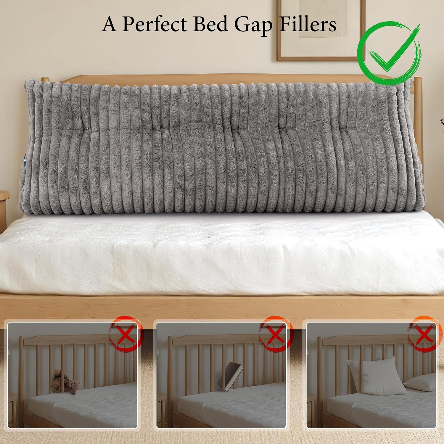 Headboard Pillow Queen, Triangular Wedge Pillow Headboard Queen, Cushion Headboards Reading Pillows, Backrest Pillows for Sitting in Bed…