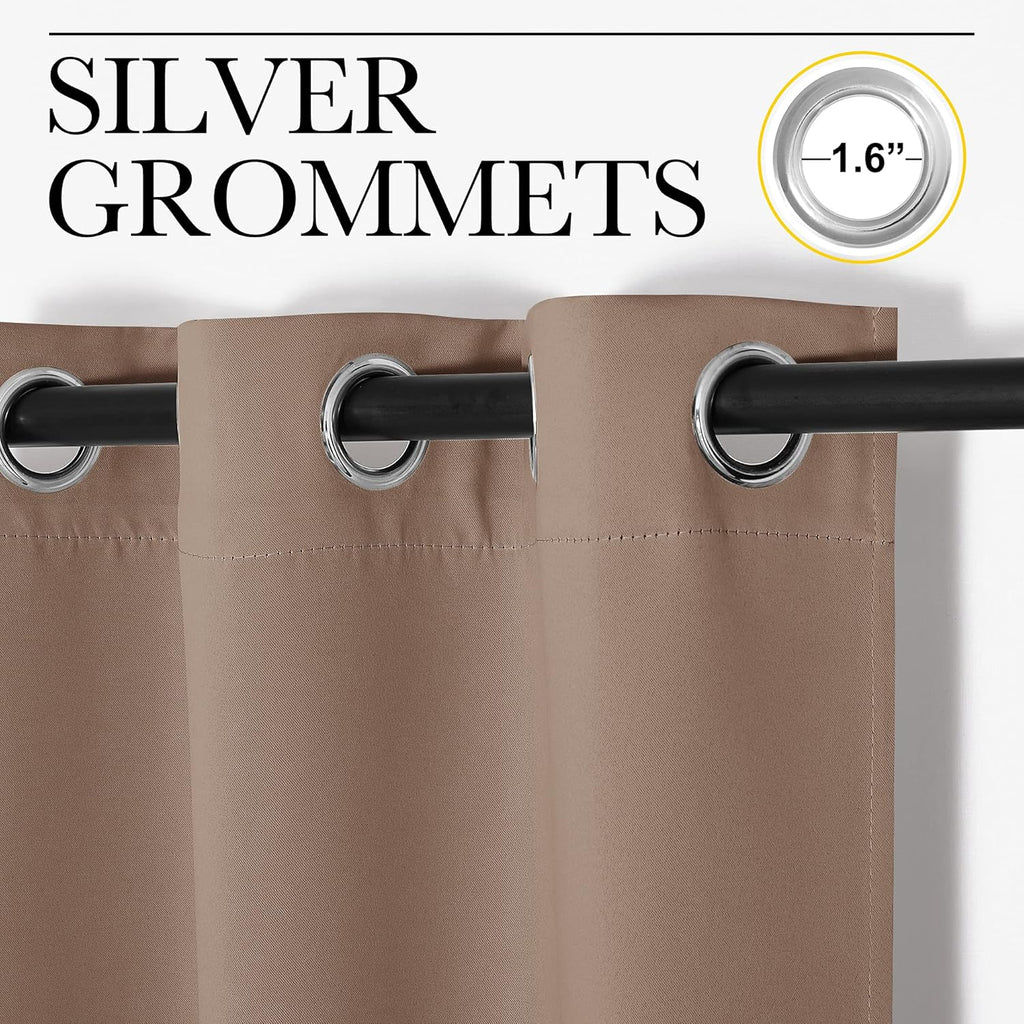 NICETOWN Blackout Window Curtains and Drapes for Kitchen, Window Treatment Thermal Insulated Solid Grommet Blackout Drapery Panels (Set…