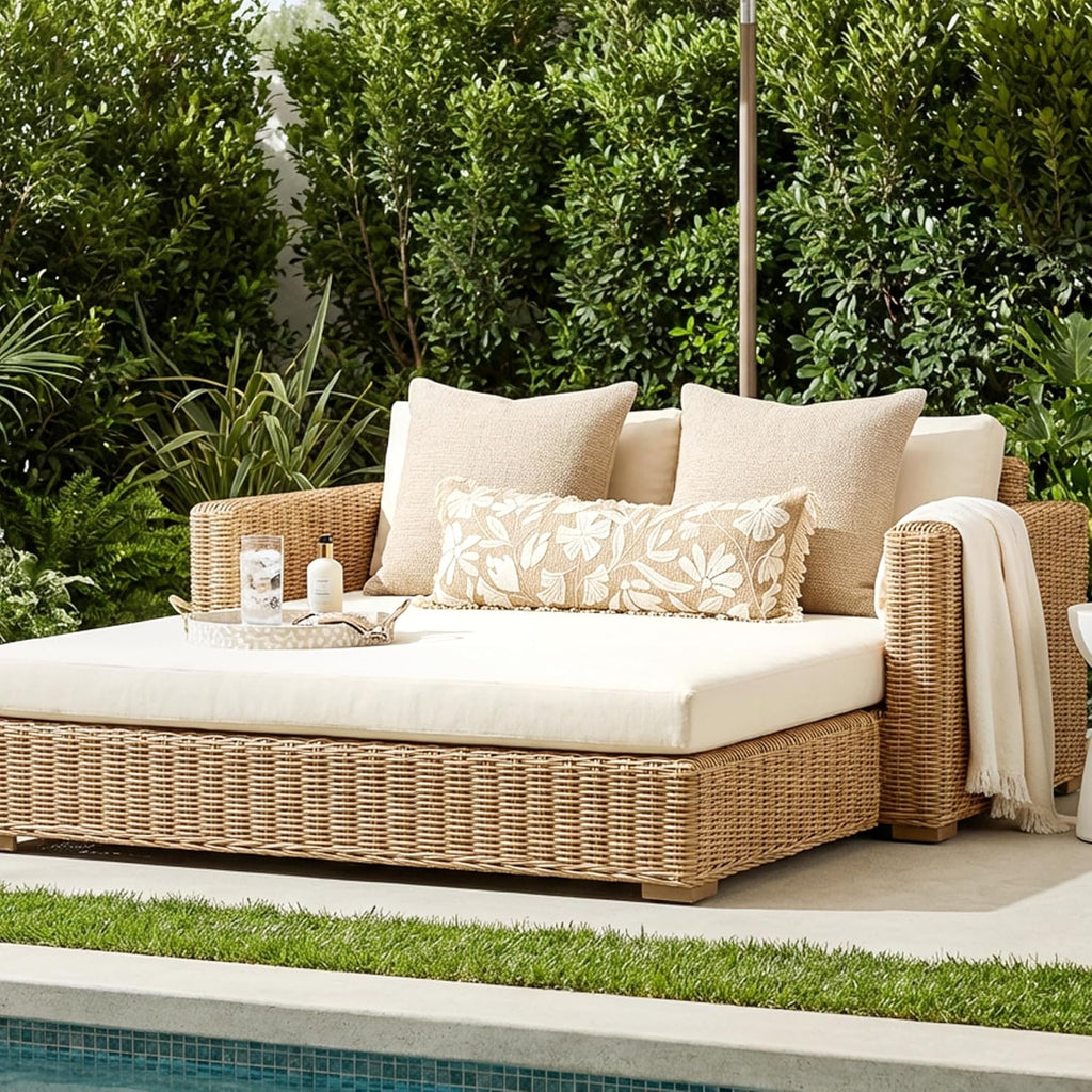 BlissBlush Jute Decorative Spring Long Lumbar Pillow Cover 14x36, Neutral Floral Tufted Body Pillow for Bed, Accent Lumbar Throw Pillow…