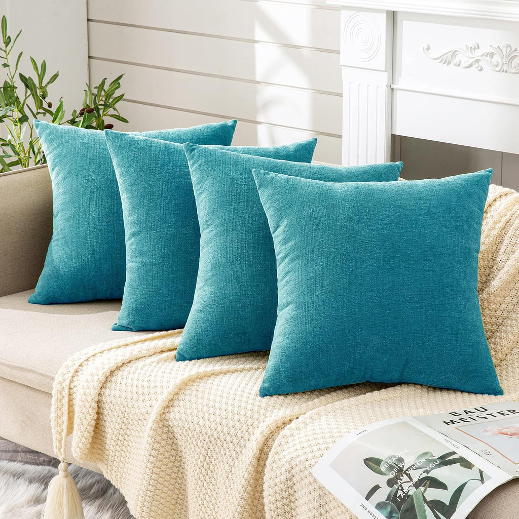 Gawamay Decorative Square Throw Pillow Covers 18x18 Inch Set of 4, Super Soft Chenille Pillows Cover Fall Pillowcase for Living Room Bedroo…