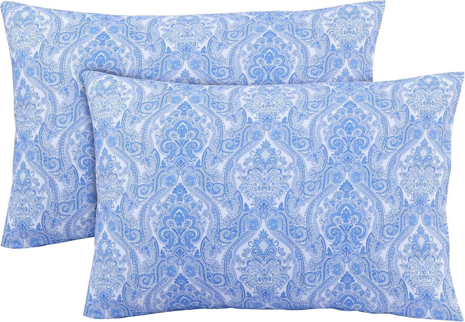 FEATHER & STITCH NEW YORK 100% Cotton 2 Piece King Pillow Cases, 300TC Ultra-Soft Pillowcases with Envelope Closure, Wrinkle- Fade- Stain…