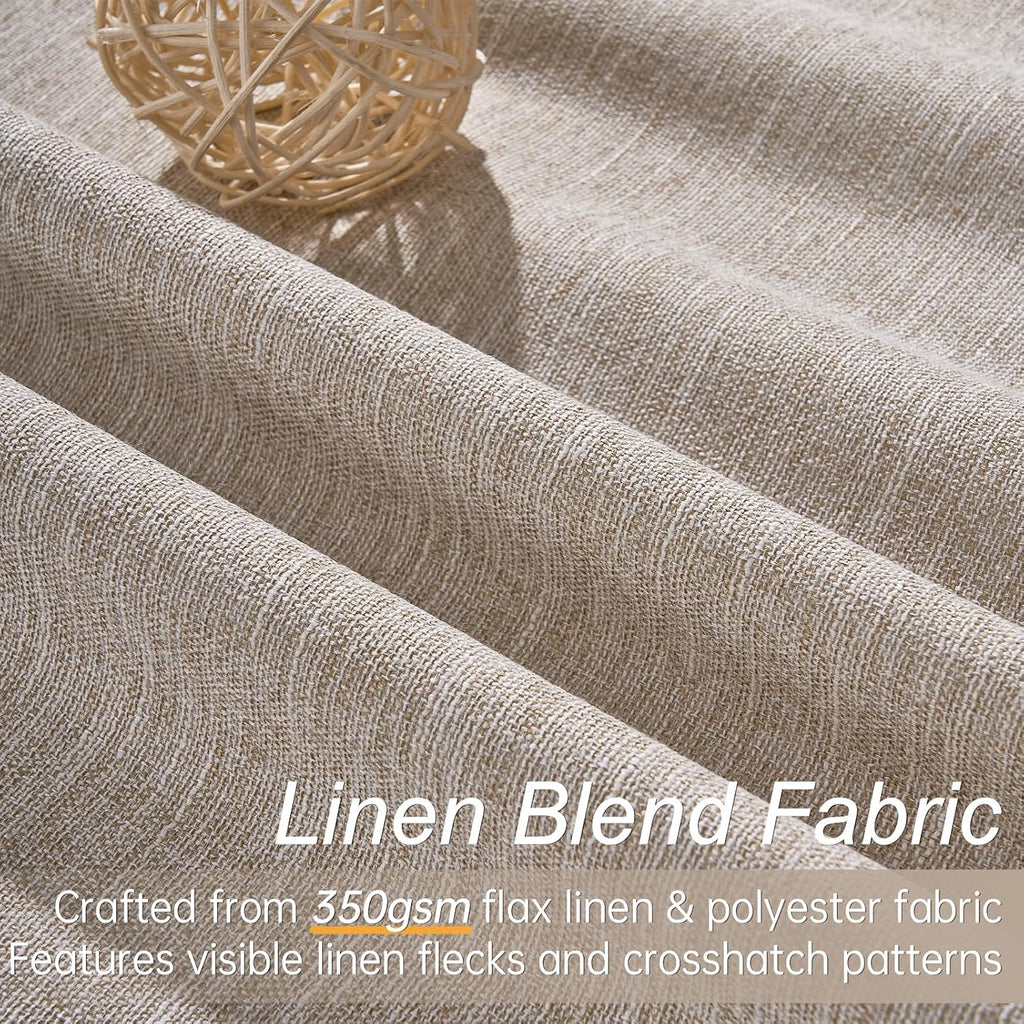 Topfinel Light Blocking Rustic 96 Inch Long Linen Curtains 2 Panel Set, Modern Farmhouse Curtains for Living Room, Room Darkening Tab Top T…