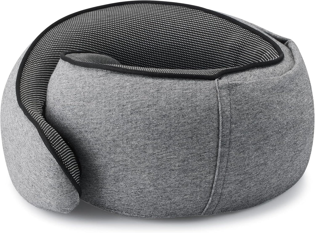 Travel Pillow with Hood (Dark Gray) - for Airplane Travel and Car Ride Nap, Foldable Hood, Slow-Rebound Memory Foam, 360 Ergonomic…