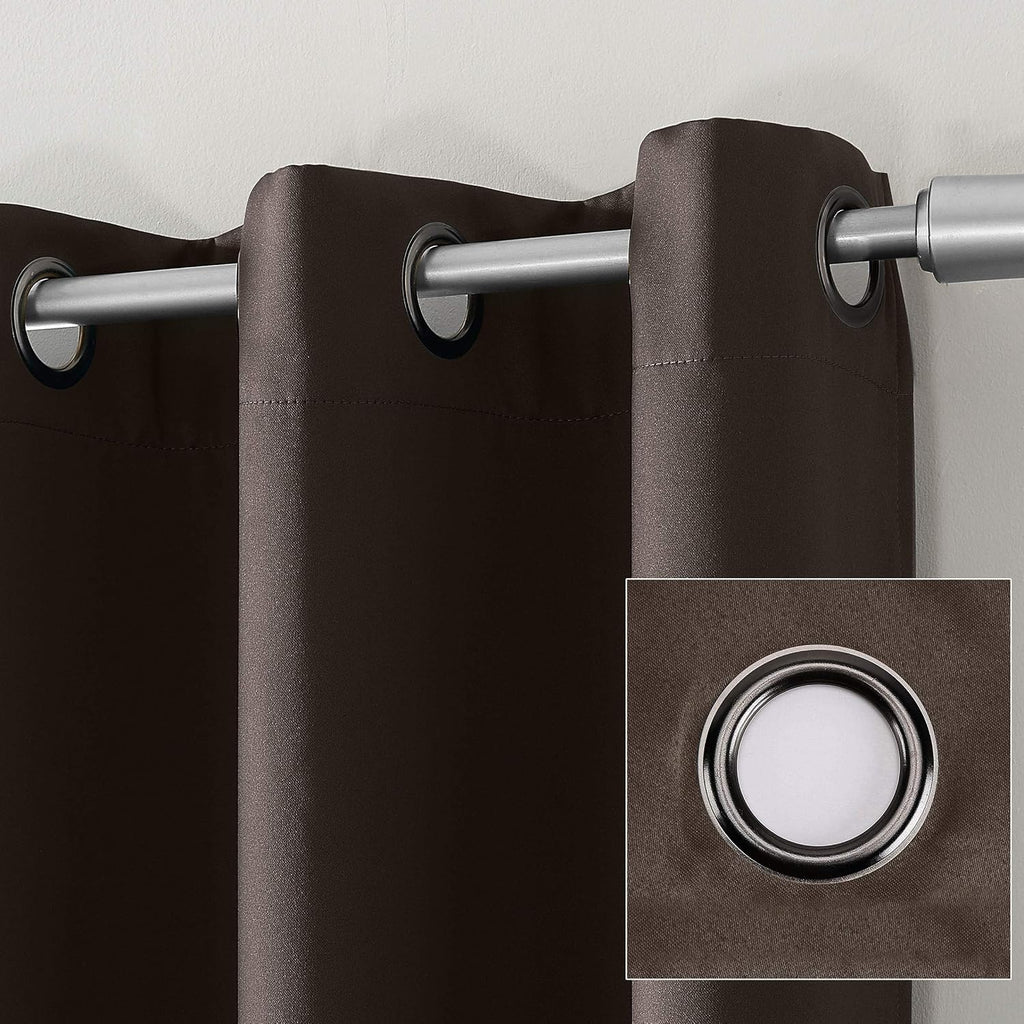 Sun Zero Nordic 2-pack Theater Grade Extreme 100% Blackout Grommet Curtain Panel Pair, 52" x 63", Cocoa Brown