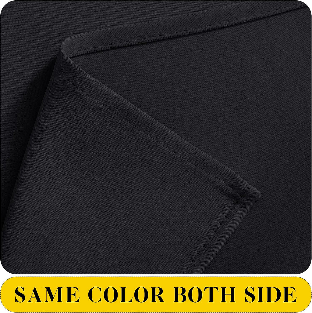 Nicetown Black Blackout Curtains with Attached Valance, Solid Room Darkening Window Treatment Drapes/Draperies for Bedroom (2 PCs, 52 inche…