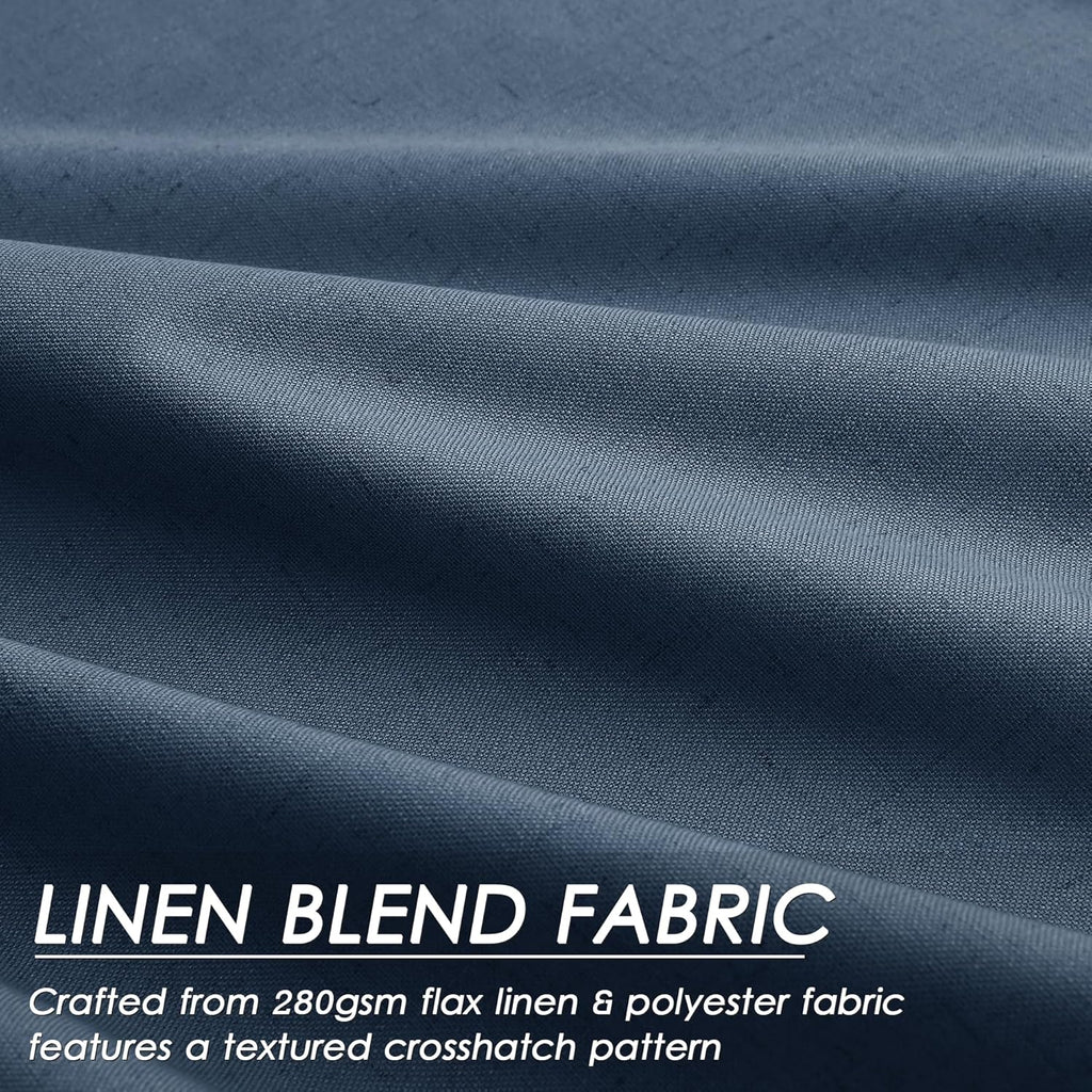Nanspring Denim Blue 100% Blackout Linen Curtains 84 Inch Length 2 Panels Set for Bedroom Back Tab Modern Farmhouse Decor Black Out Curtain…