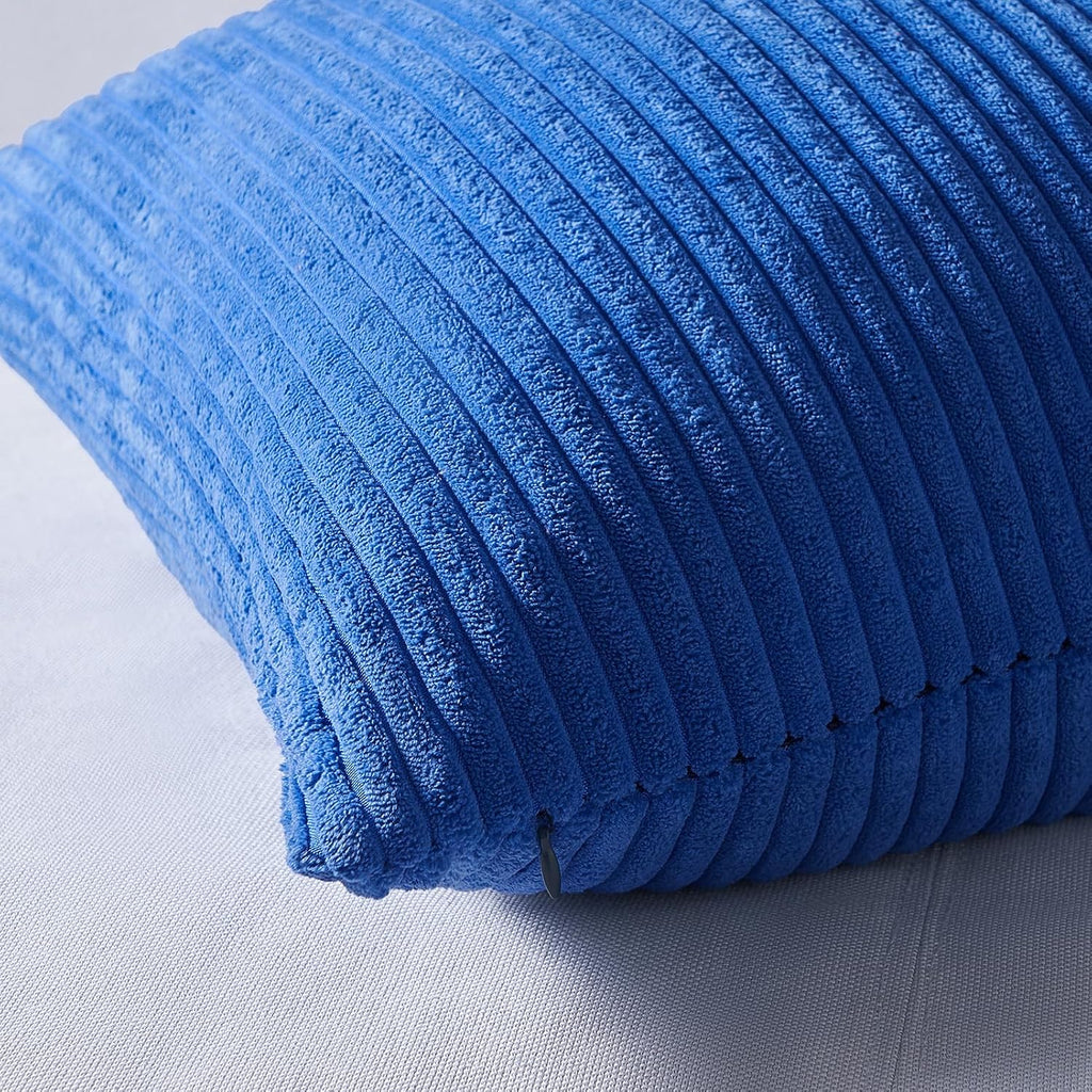 Topfinel Euro Shams Decorative Throw Pillow Covers 26x26 Inch Set of 4, Soft Accent Corduroy Striped Blue Gradient Color Large Cushion Cover…