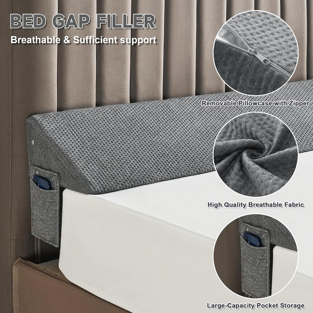 IFNOW Queen Size(60"x6"x10") Bed Wedge Pillow for Headboard, Mattress Gap Filler(0-8"), Bed Wedge for Gap Between Your Headboard and…