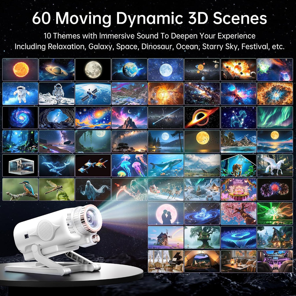 Homelist 3D Galaxy Projector Light for Kids & Adults with White Noise & Bluetooth Speaker, 60 Scenes Star Projector Night Light f…