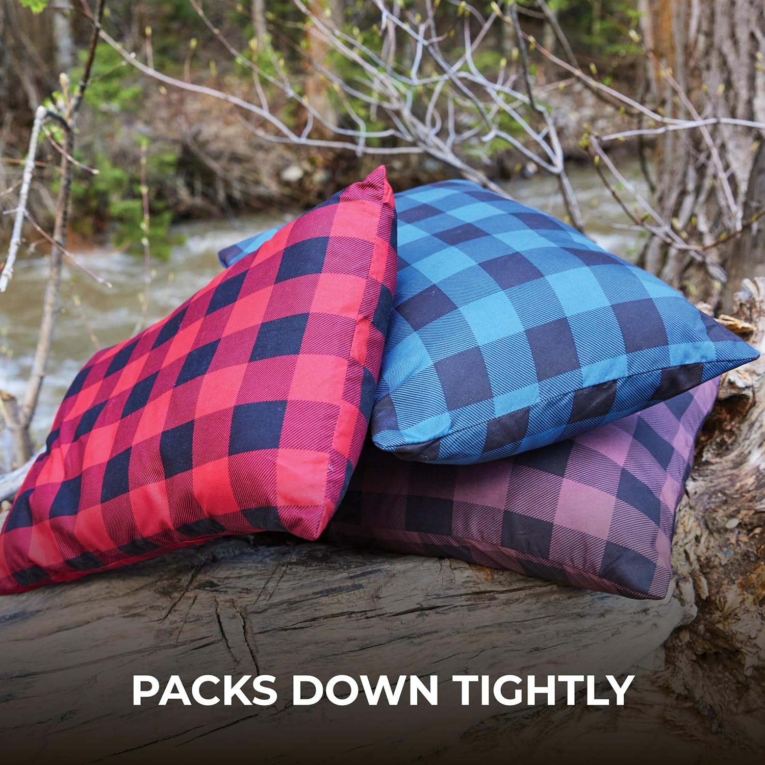 Teton Sports Camp Pillow; Great for Travel, Camping and Backpacking; Washable, Plum Plaid