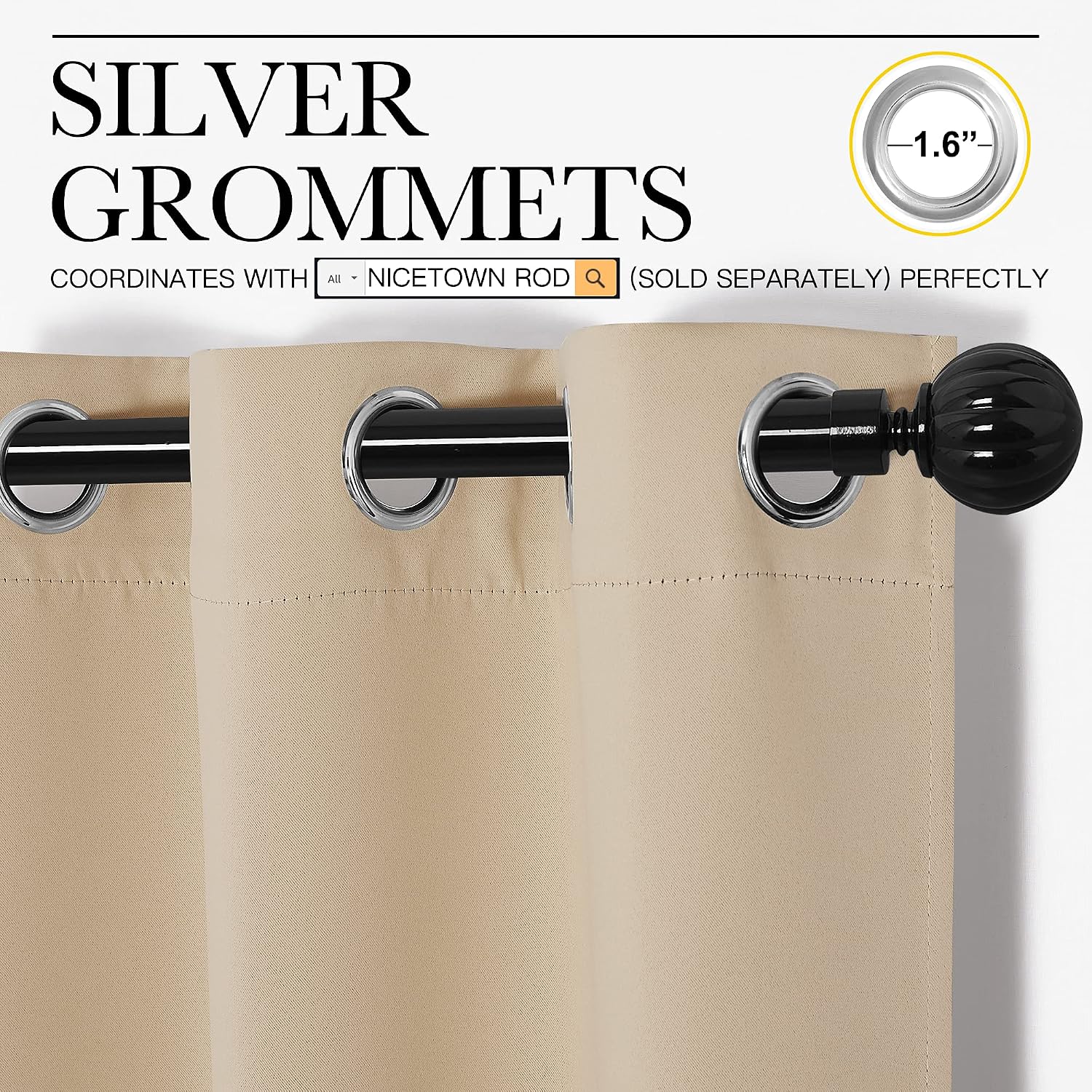 Nicetown Bedroom Room Darkening Curtains - Triple Weave Microfiber Grommet Top Thermal Insulated Solid Room Darkening Panels/Drapes for Kid…