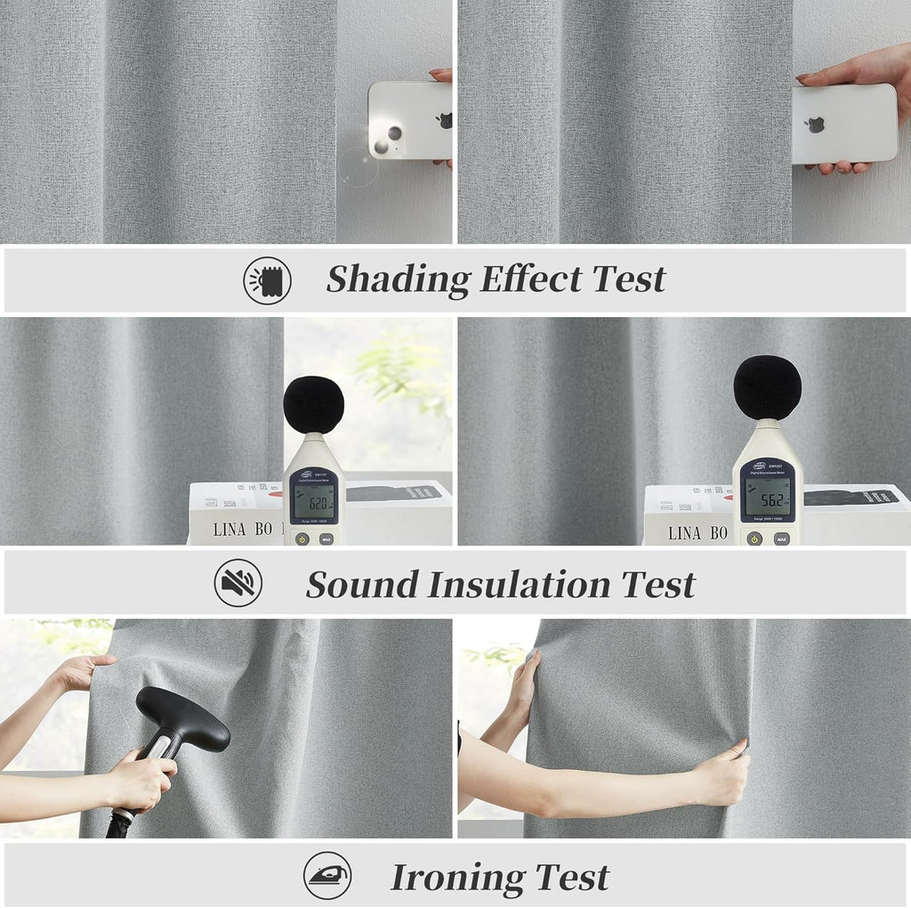 Keqiaosuocai Living Room Full Shade Linen Curtain Panels, High-End Completely Blackout Drapes 96 Inches Drop for Shift Worker and Light Sle…