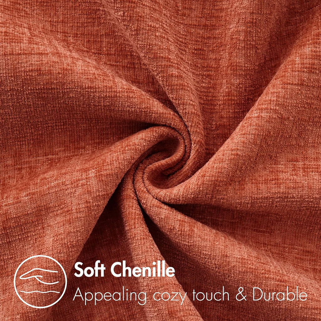 Miulee Pack of 4 Couch Throw Pillow Covers 18x18 Inch Soft Burnt Orange Chenille Pillow Covers for Sofa Living Room Solid Dyed Pillow Cases…