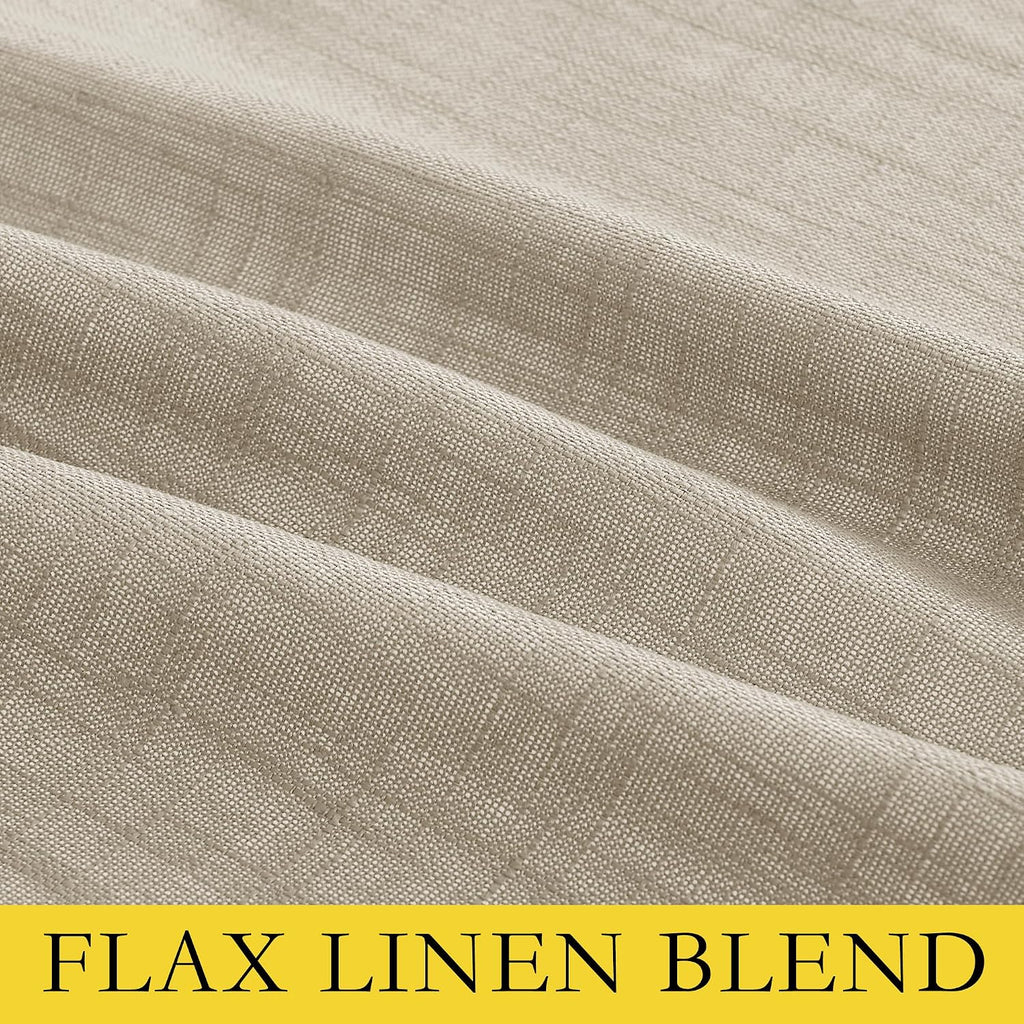NICETOWN Taupe 100% Blackout Linen Curtains 84 inch Long Burg, Farmhouse Thick Completely Blackout Window Treatment Panels Thermal…