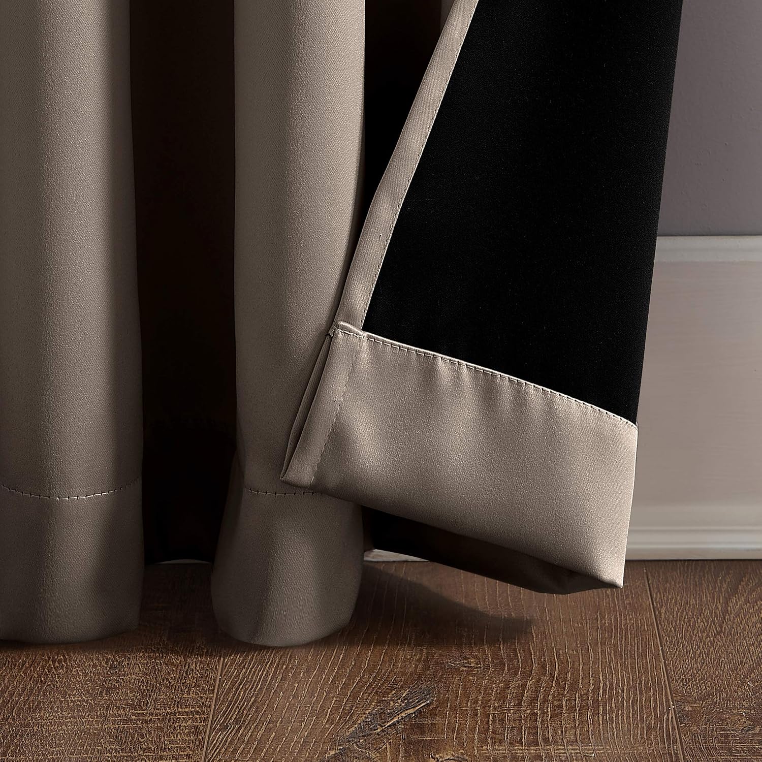 Sun Zero Nordic Theater Grade Extreme 100% Blackout Grommet Curtain Single Panel, 52" x 54", Taupe