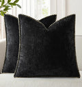 decorUhome Chenille Soft Cozy Throw Pillow Covers 24x24 Set of 2, Modern Farmhouse Boho Velvet Decorative Euro Sham Pillow Cases with Stitc…