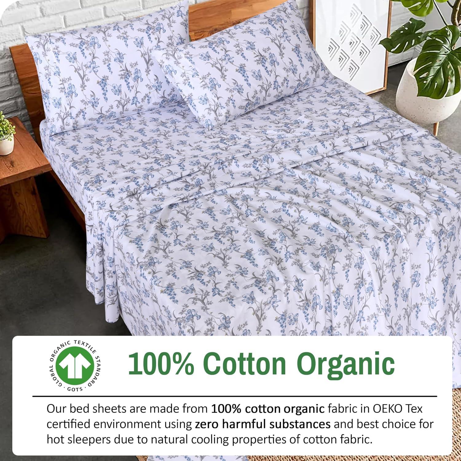 Ruvanti 100% Cotton Organic Percale Sheets Cal King Size – Crisp Cooling Bed Sheets for Hot Sleepers, Deep Pocket 13”, Soft Peach Finish, B…