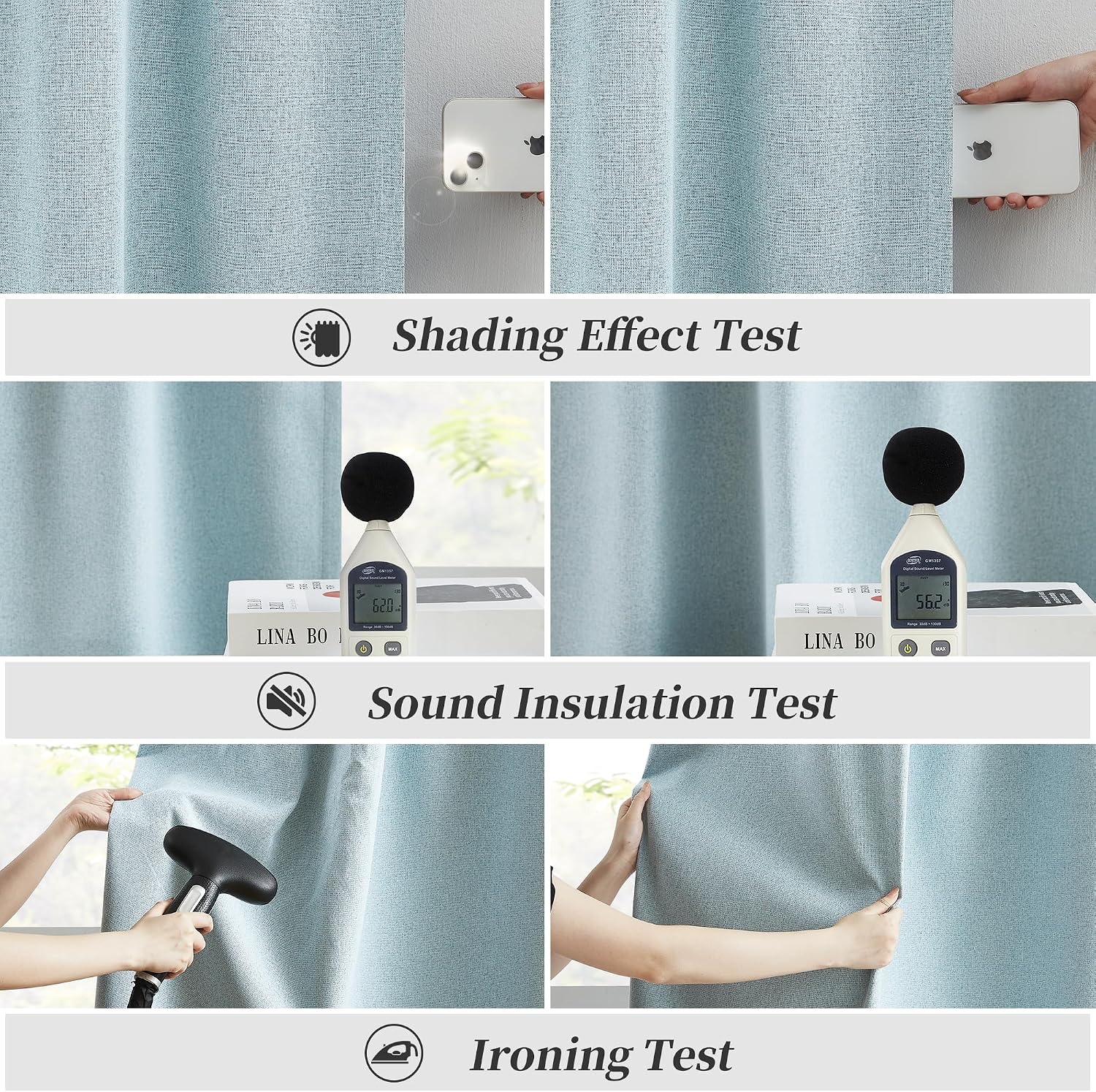 Keqiaosuocai Full Shading Blackout Linen Curtains Set, Pair of Energy Smart Noise Reducing Drapes for Bedroom, Privacy Assured Panels Back…