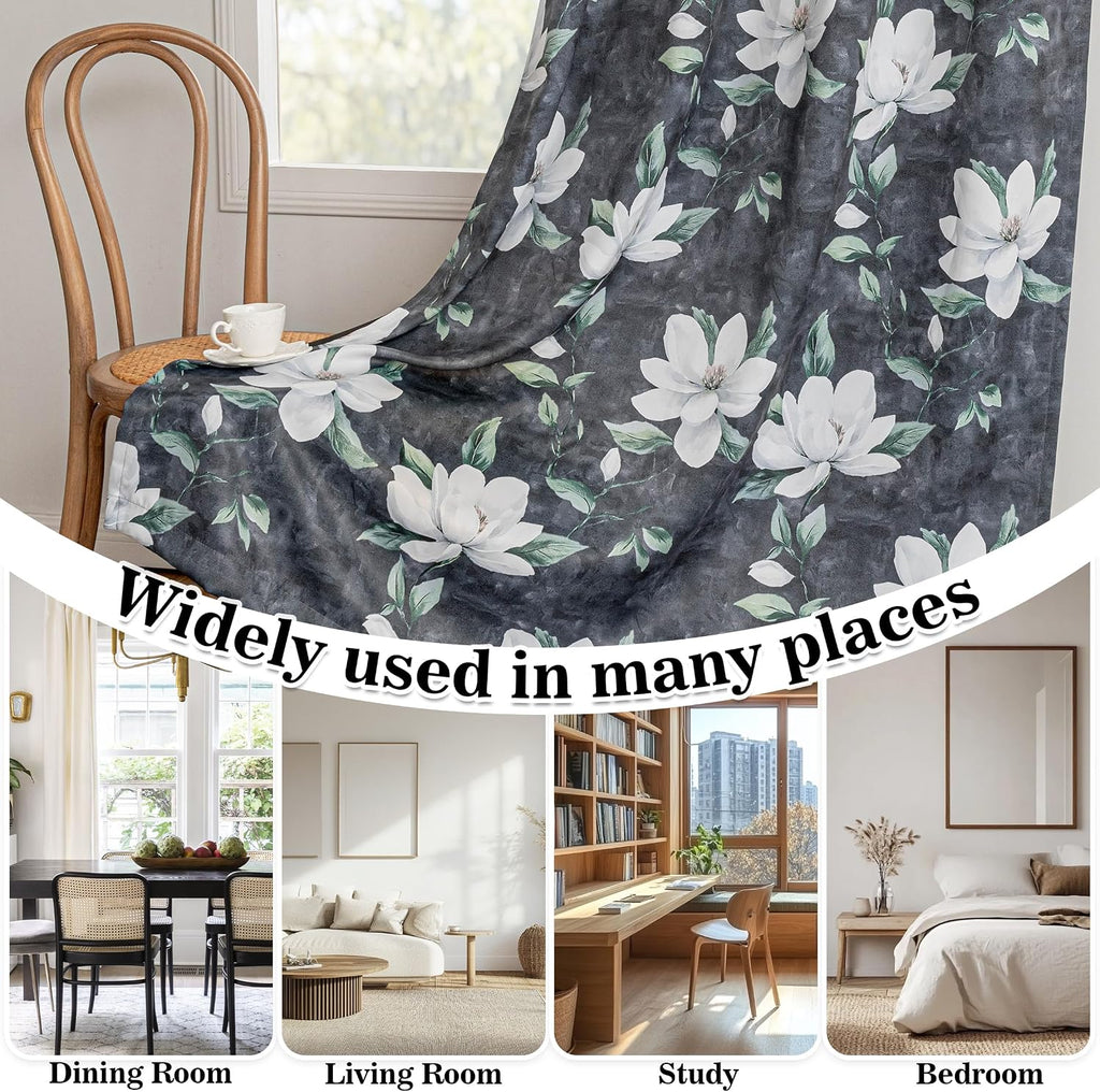 Myskyhome MYSKY HOME Floral Blackout Curtains 90 Inches Long 2 Panels Set - Black Out Thermal Insulated Privacy Protect Energy Efficient Mo…